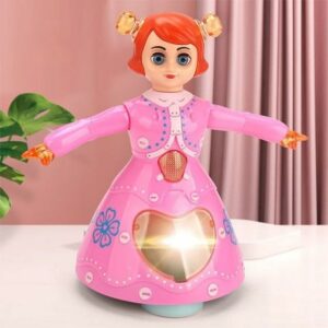 baby toy land, princess dora dancing doll 360° rotating musical dancing toy with colorful flashing lights